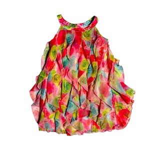 Biscotti Multicolor Floral Ruffled Kids Dress